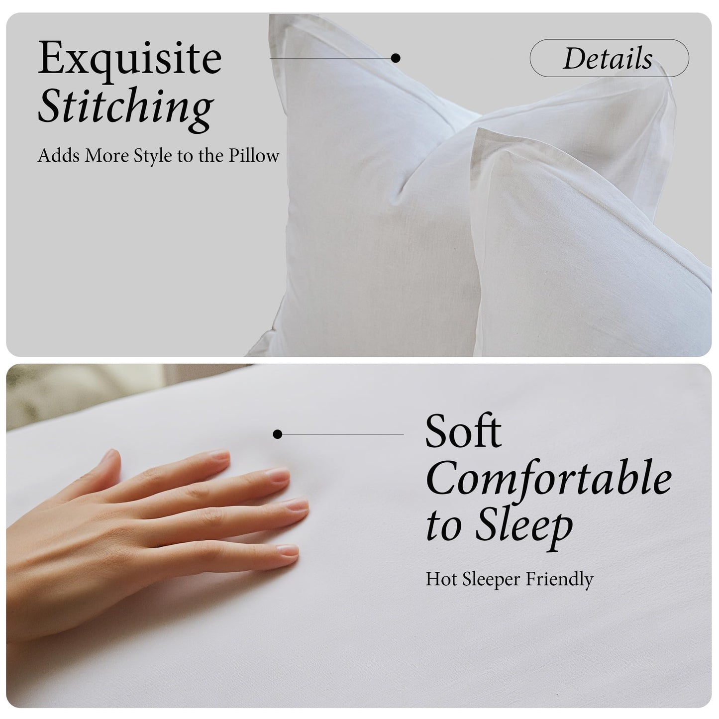 Simple&Opulence Linen Euro Sham Covers Set of 2, 26x26 Decorative Cotton Flax Blend Throw Pillow Cover Farmhouse Pillow Shams for Chair Couch Sofa Bedroom Living Room Home Decor, White