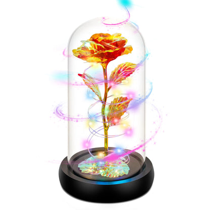 Childom Valentines Day Rose Gifts for Her,Birthday Gifts for Women Mom Mothers Day,Flowers for Delivery Prime,Rotating Red Light Up Rose in A Glass Dome,Anniversary Valentines Rose Gift for Wife