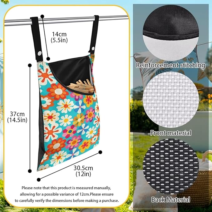 Clothespin Bag, Hanging Laundry Bag, Hanging Storage Organizer