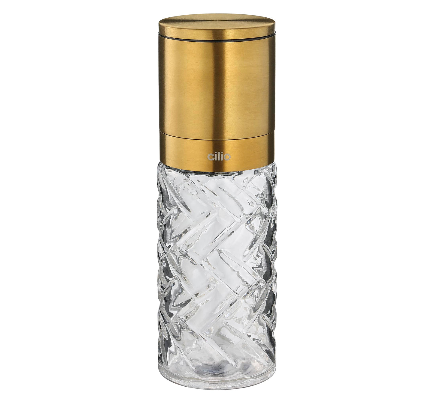 Cilio Cristallo Glass/Stainless Steel Salt or Pepper Mill - Gold, 2 x 6.7 in H - Glass Salt and Pepper Grinder