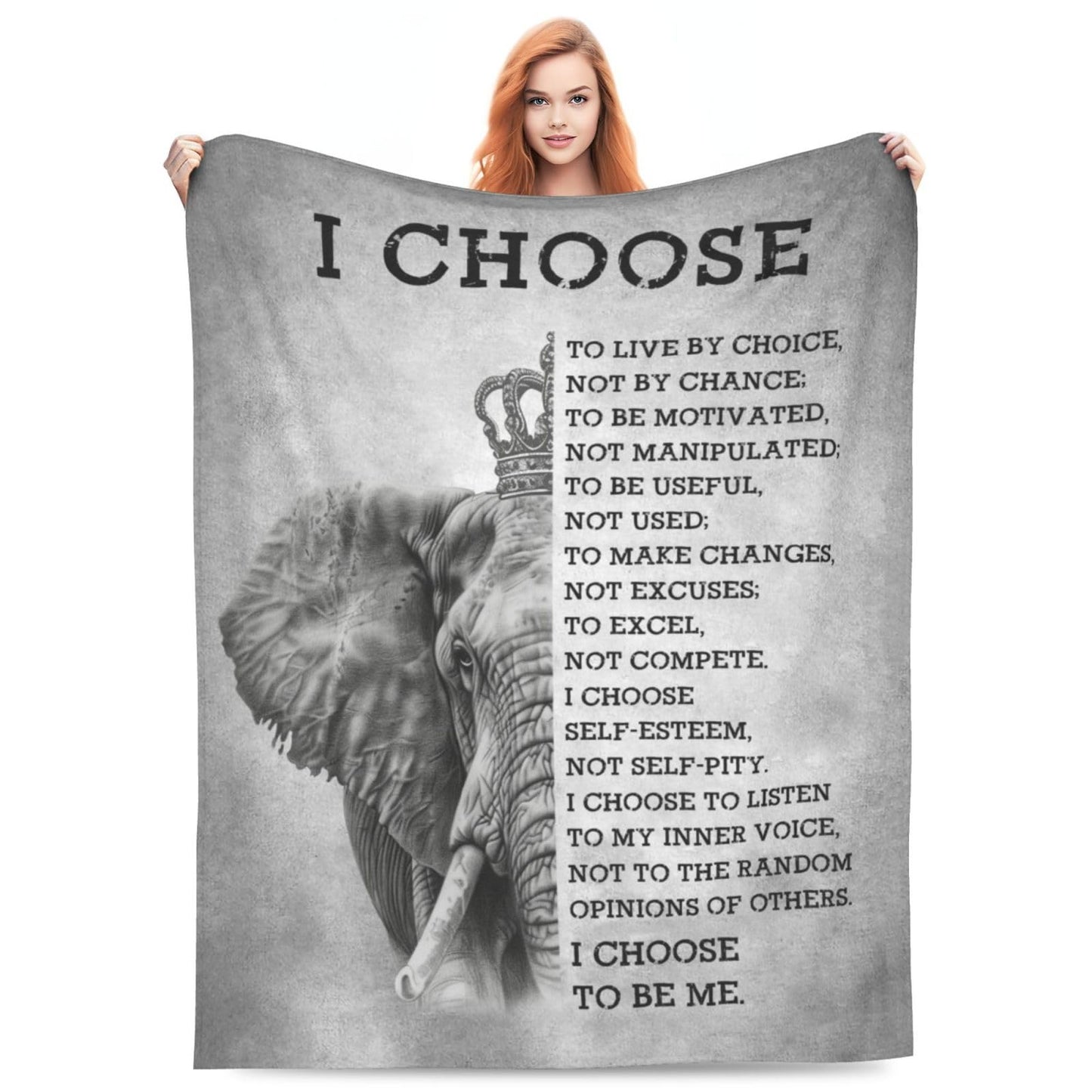 Uphomart Elephant Blanket Animal Throw Blanket Cozy Fleece Flannel Bedding Black and White Elephant Gifts for Women Men Boys Girls Adults Lovers Stuff Plush for Couch Sofa Bed Room Decor 40"X50"