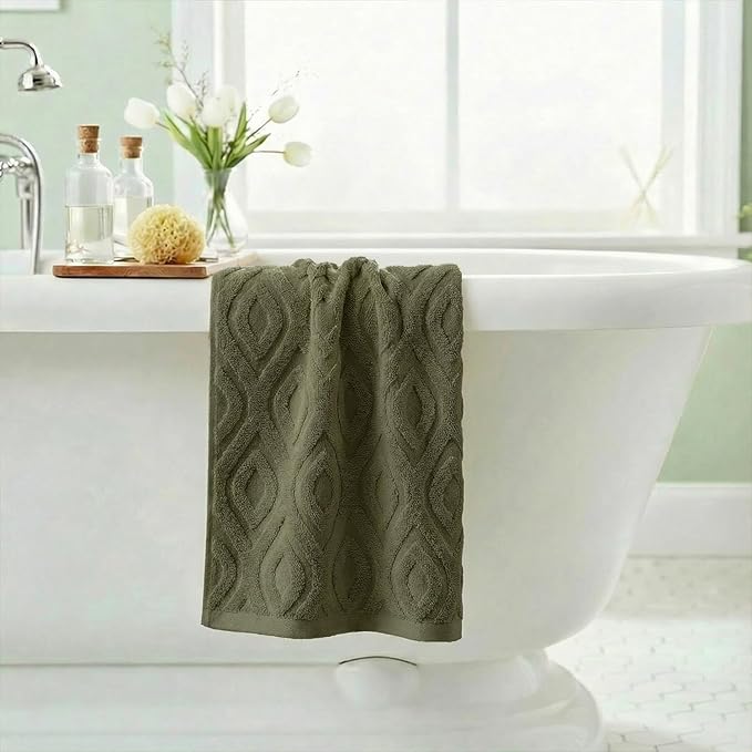 Artoid Mode 1 Pc Olive Green 3D Diamond Grid Jacquard Hand Towels