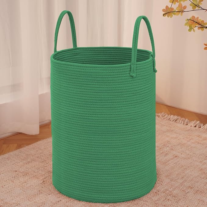 Large Woven Laundry Basket Hamper, 100L Cotton Rope Storage Bin