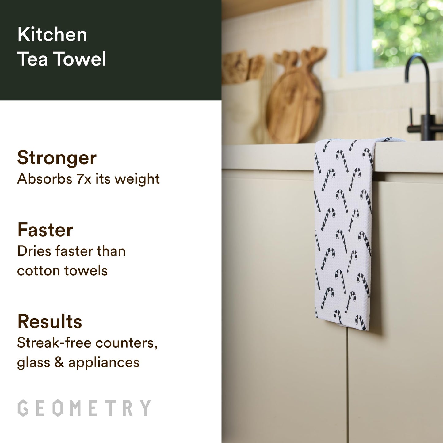 GEOMETRY Christmas Kitchen Towels - Quick Dry Microfiber Cloth Dish Towels for Kitchen Drying - Premium Quick Dry Towel - Peppermint Pop