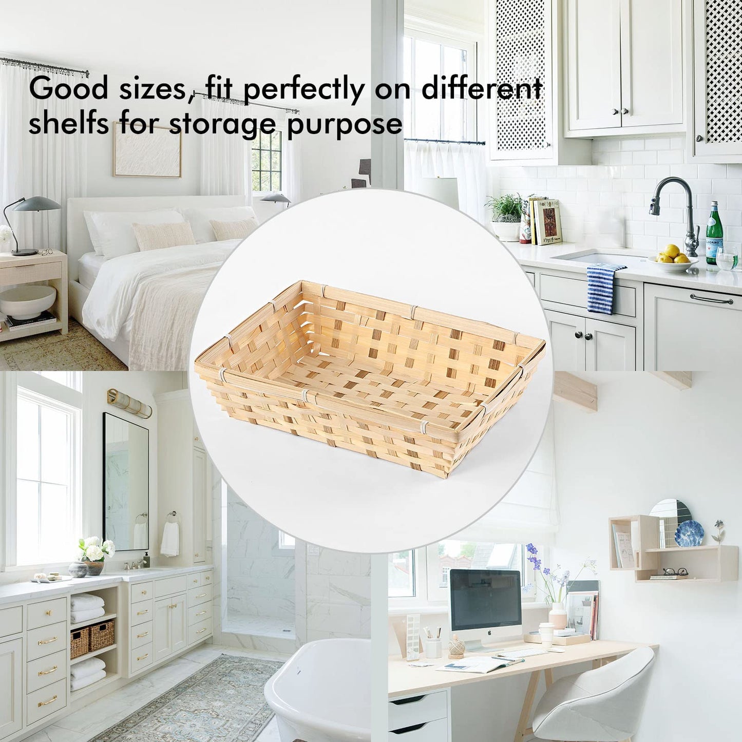 10 pcs Natural Bamboo Basket Gift Hampers Retail Display Home Organizer (Medium)