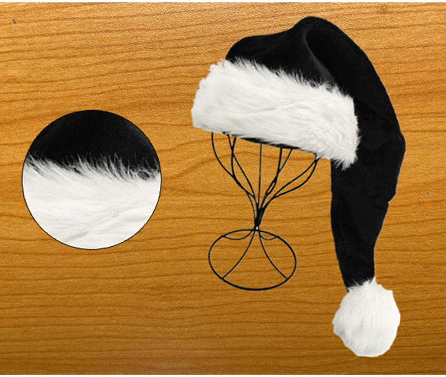 LKQBBSZ Black Santa Hat for Adults, Black & White Deluxe Adults Santa Hat for Black Christmas Theme New Year Festive Holiday Party Supplies