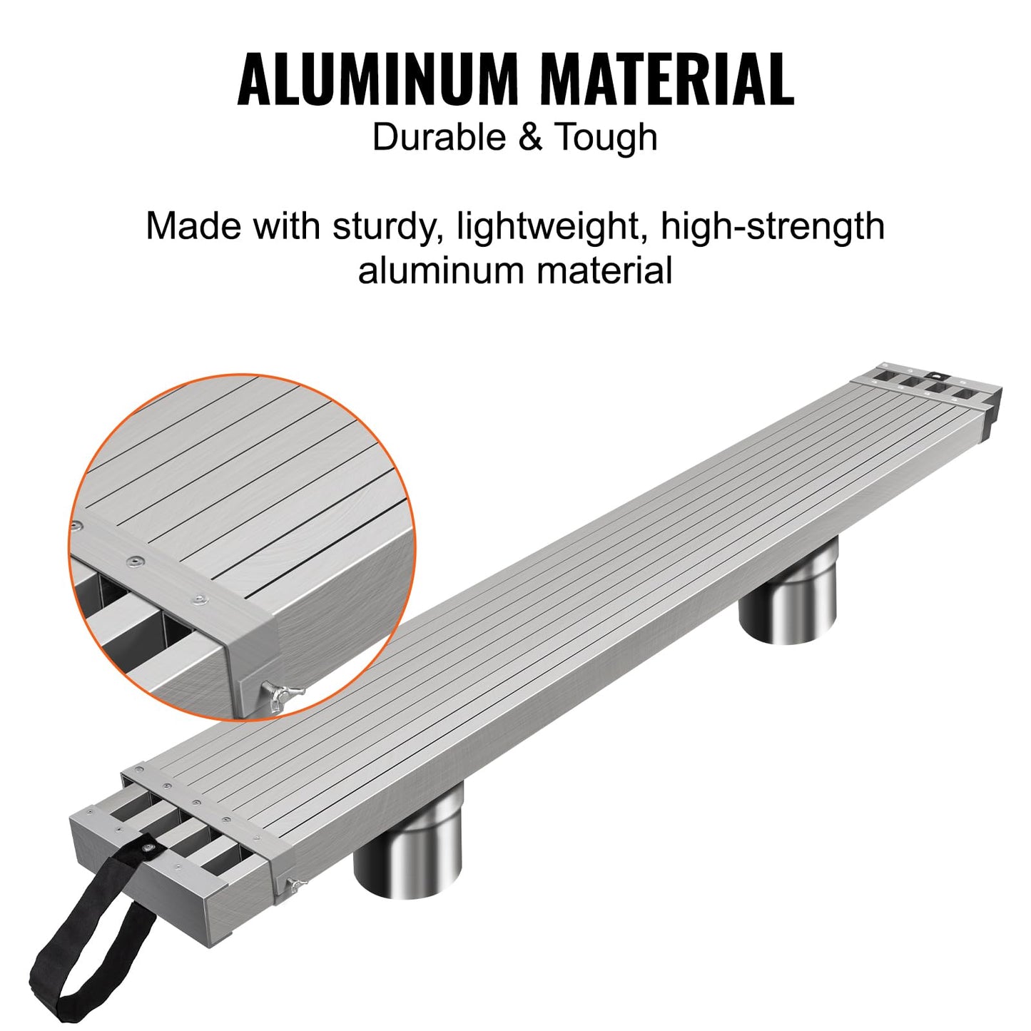 VEVOR Aluminum Telescoping Work Plank, 9-15FT, 500lbs Capacity, 12.5 inch Width, Scaffolding Plank with Skid-Proof Platform Scaffold Ladder Accessory