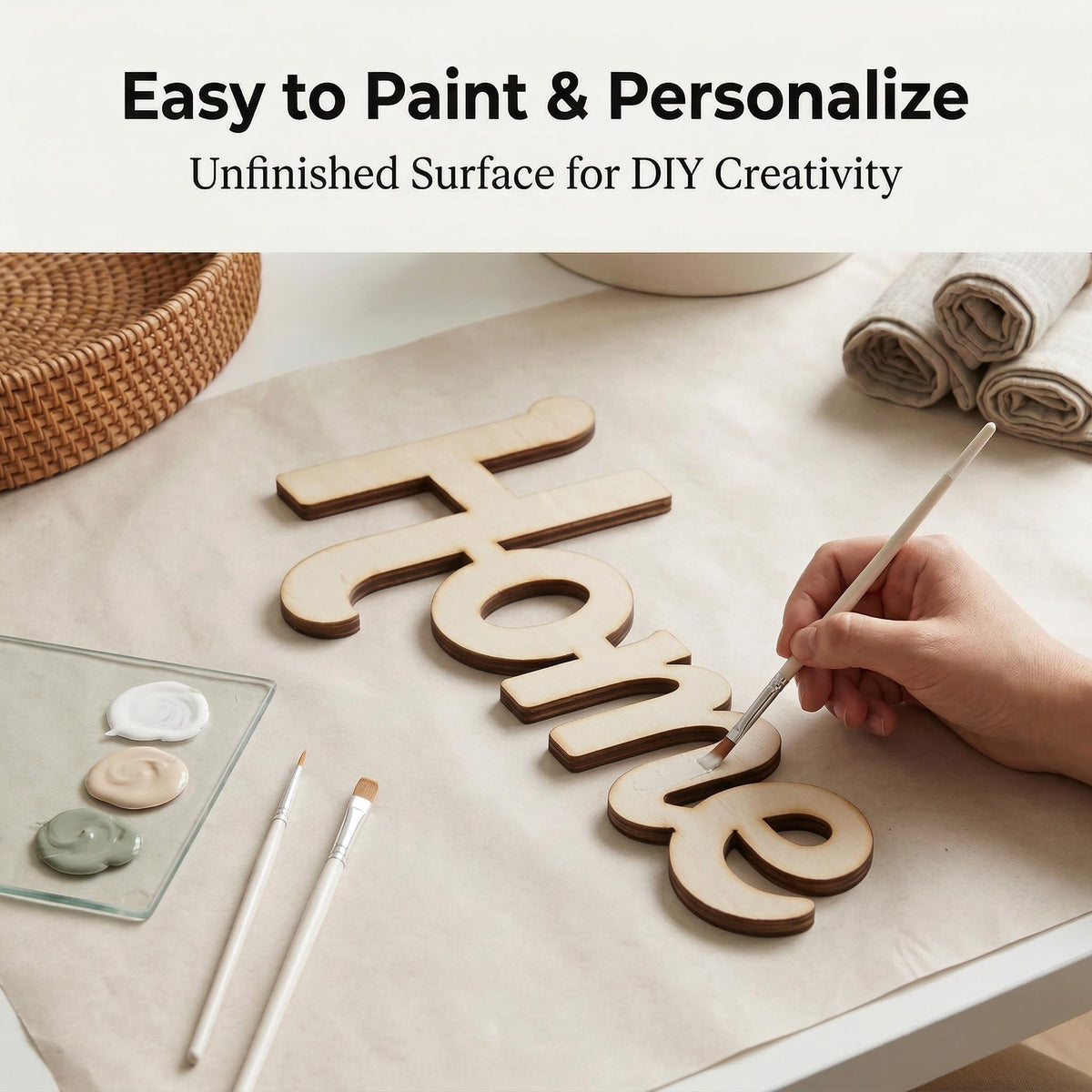 3 Pk 5mm Unfinished Wood Words Cutouts Hello Home Welcome Sign
