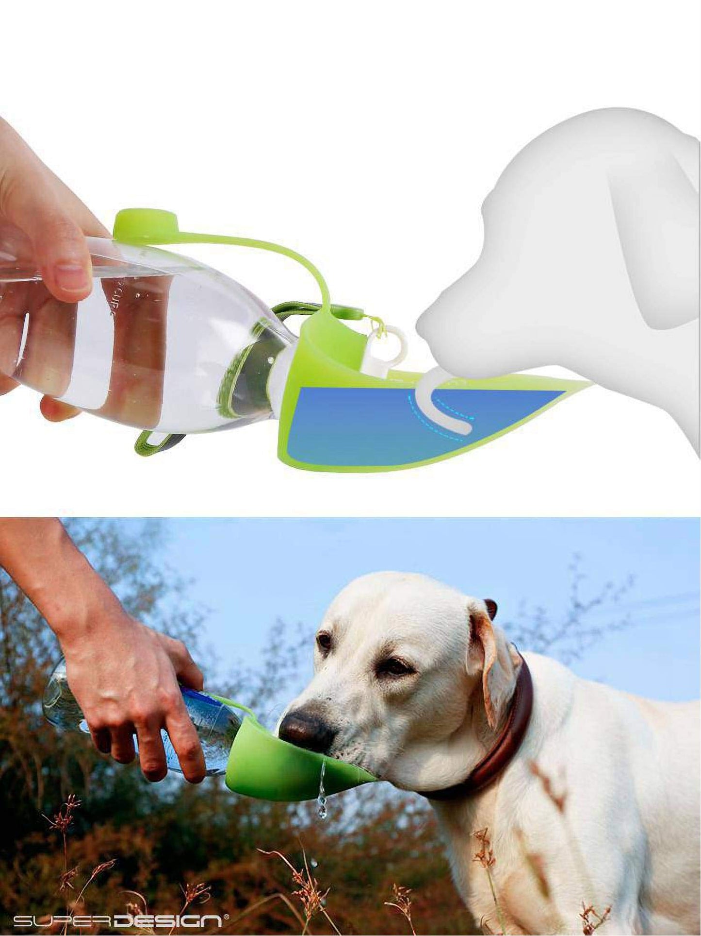 BePetMia Water Bottle Travel Portable for Dogs, Lid Can Be Used As Drinking Bowl, Dog Drinking Bottle In Silicone For Outdoor Use, 580 ml (Blue)