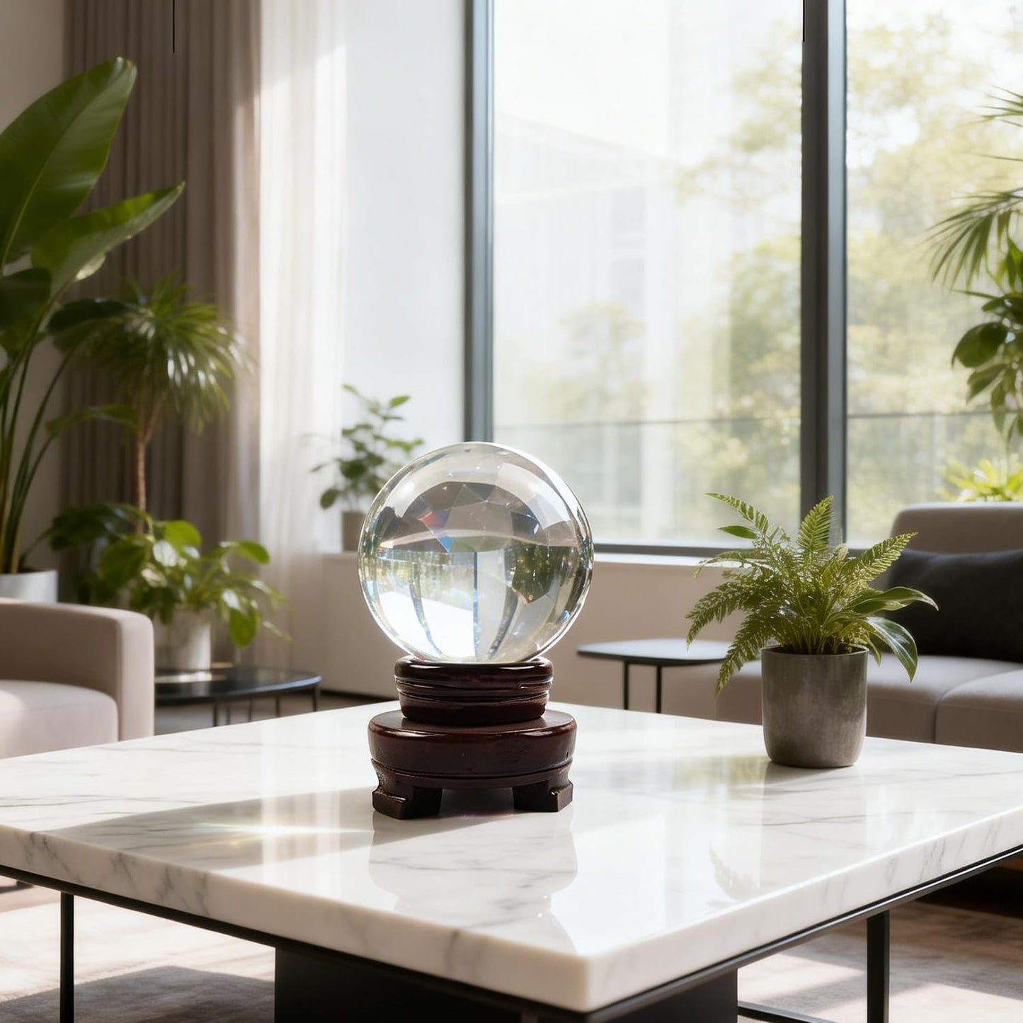 TWINKLING Crystal Ball K9 Quartz Crystal Balls with Wooden Stand, Crystal Sphere Ideal for Photography, Meditation, Feng Shui, Home Decor & Fortune Telling, 80mm/3.15Inch