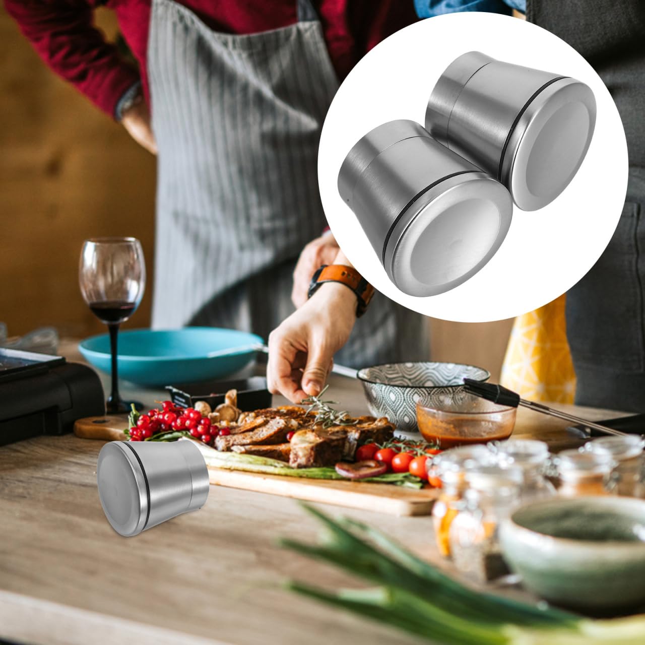 Ipetboom Metal Grinder Caps Replacement Tops for Salt Pepper Mills 2.55X2.55X2.28In Manual Spice Bottle Covers Grinding Caps for Kitchen Use 2Pcs