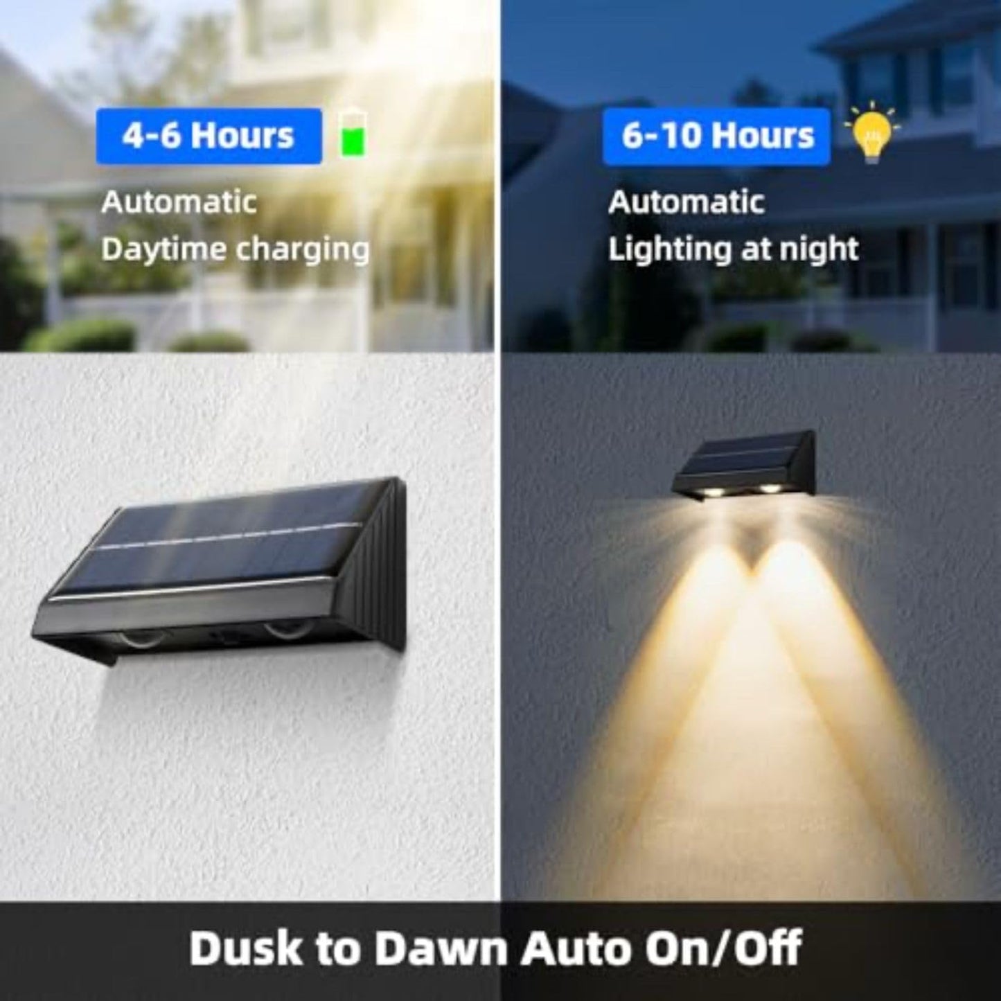 XmnSoly Solar Lights Outdoor 3000K Warm White Downlights LED Dusk to Dawn Waterproof Solar Light for Fence, Wall, Address, Mailbox, House Number, Sign(2 Pack)