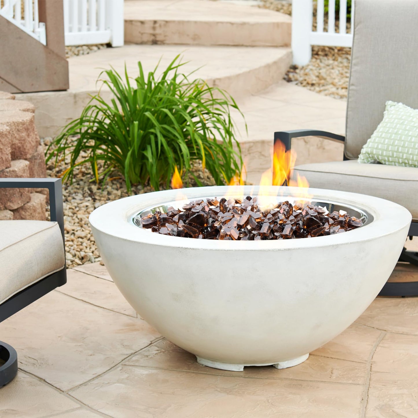 vchin Fire Pit Glass Rocks 20 Pounds, Copper Fire Glass for Propane Fire Pit, Fireplace and Outdoor Decorative. 1/4 Inch Reflective Fire Glass Beads