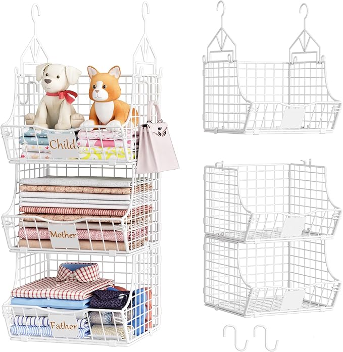 Hanging Closet Organizers and Storage, 6 Tier Closet Shelf Clothes Organizer