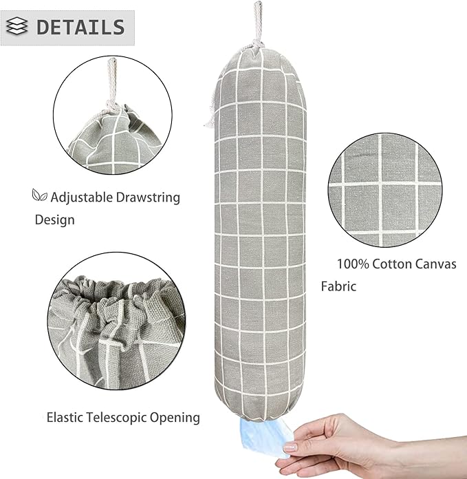 SYIPO Plastic Bag Holder, Wall Mount Organizer, Shopping Bags Carrier, Washable