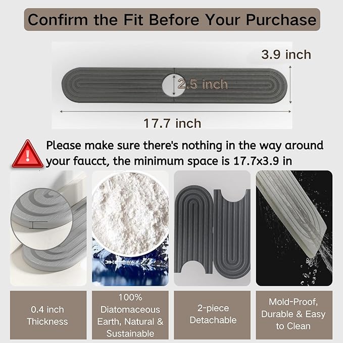 Diatomite Faucet Mat for Kitchen Sink