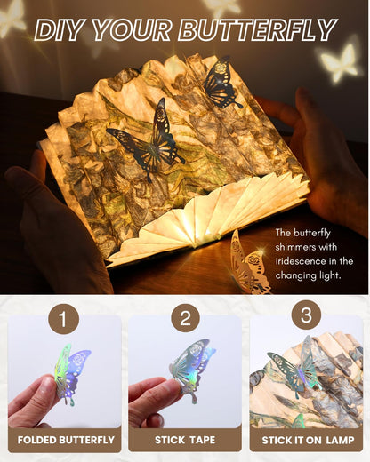 Maerolre Book Shaped Light, Mothers Day Gifts BookLamp for Book Lovers Gifts,Van Gogh Iris Design Foldable Lamp Perfect for Bedside Night Light, Bookshelf Decor, Home Desk, Ideal Gifts for Birthday