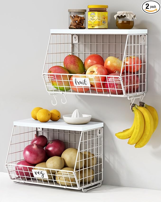 Wall Mount Bathroom Storage Basket, Fruit Produce and Vegetable Baskets