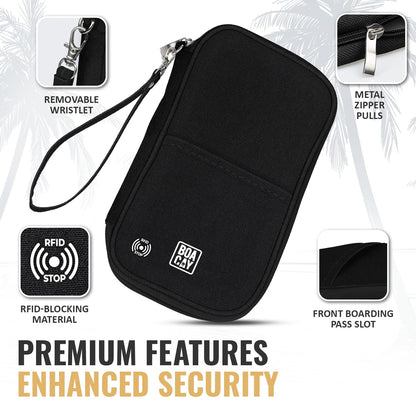 BOACAY Family Passport Holder, RFID Travel Wallet for Women & Men, Document Organiser, Holiday Essentials & Waterproof Cover for Tickets, Money, Cards