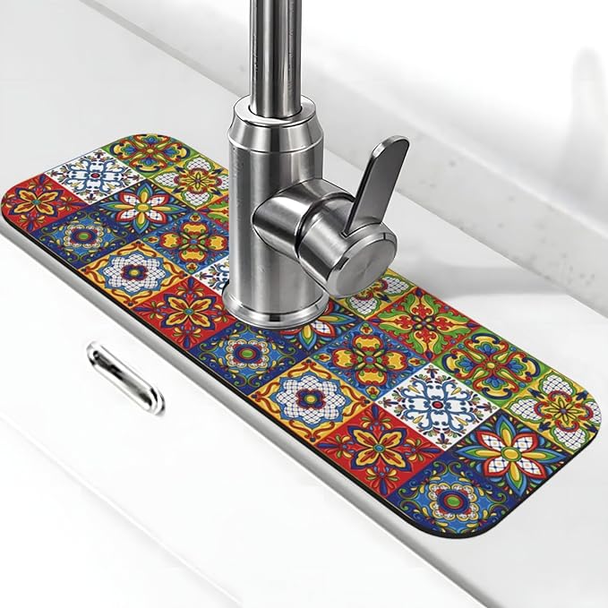 Talavera Mexican Tiles Mexico Kitchen Sink Splash Guard Faucet Mat Super