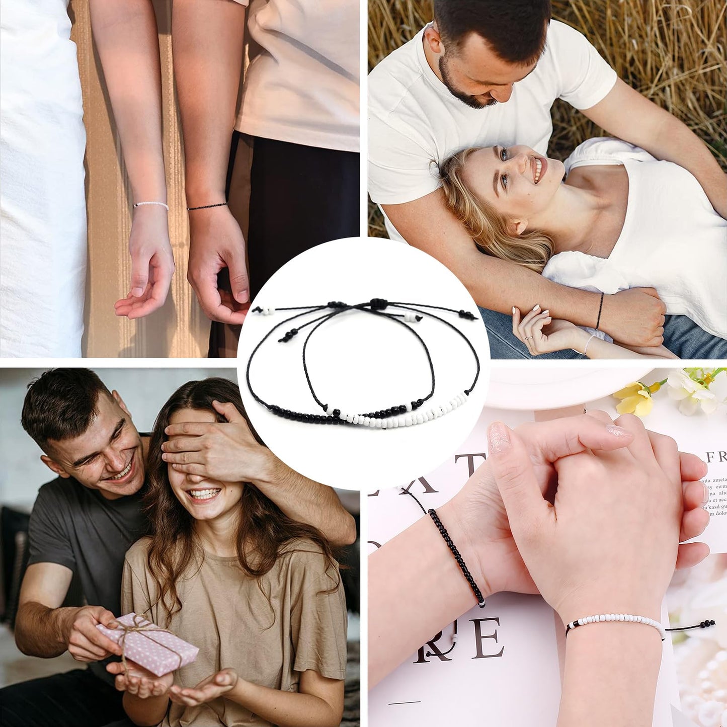 SUMMER LOVE Valentine's Day Gift Best Friend Bracelets Couples Bracelets for 2 Matching Yin Yang His and Her Lover Bracelet Jewelry for Bff Friendship Relationship Boyfriend Girlfriend(Matching bead)