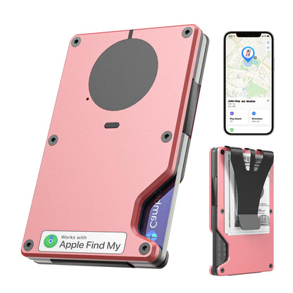 Air Wallet, Built-in Tracker Slim Wallet, Smart Wallet with Money Clip, Compatible with FindMy Network(iOS Only), Anti-Theft Card Holder, *Gift for Men (Tracker Wallet,Macaron Powder)