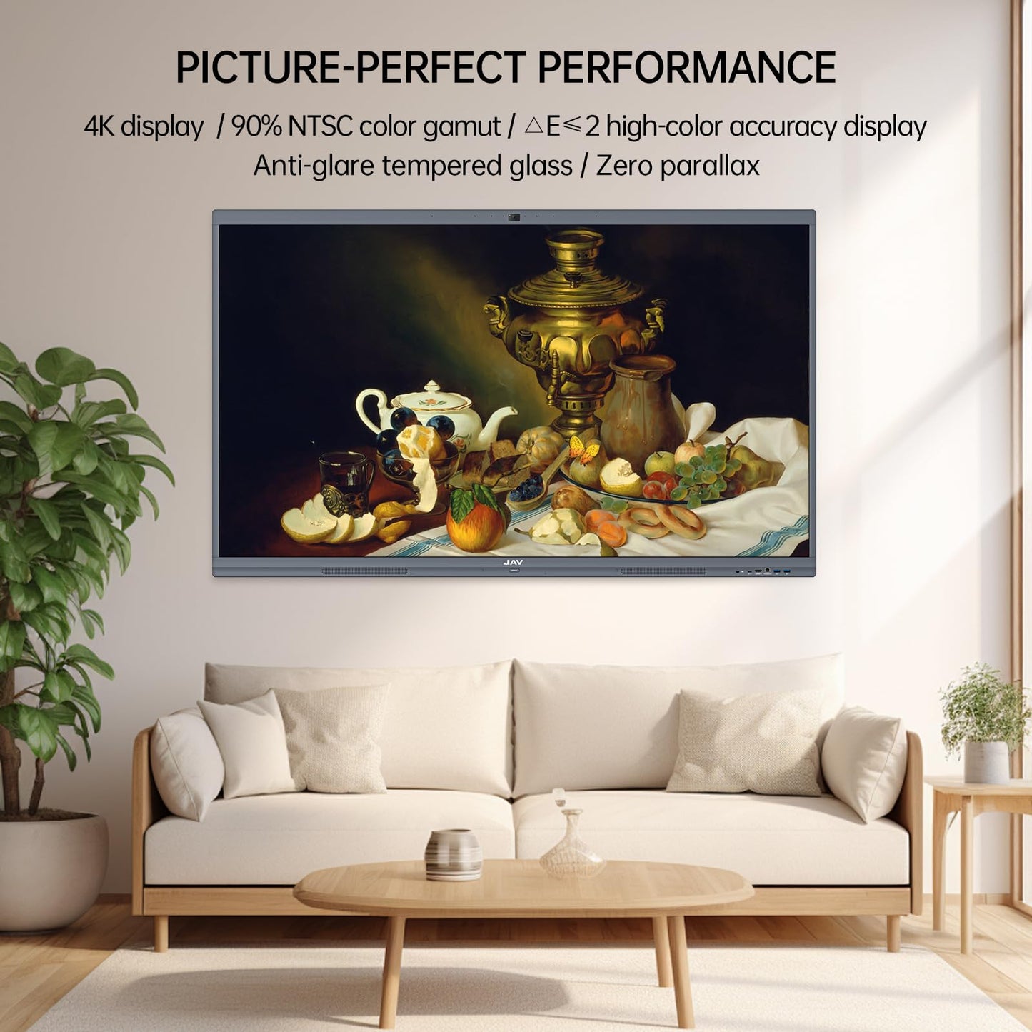 JAV 65" Smart Board Pro Google EDLA Certified 4K UHD Interactive Whiteboard Android 14 OS, 8 GB RAM + 128 GB ROM, Smart Camera- Digital Whiteboard for Classrooms & Hybrid Offices