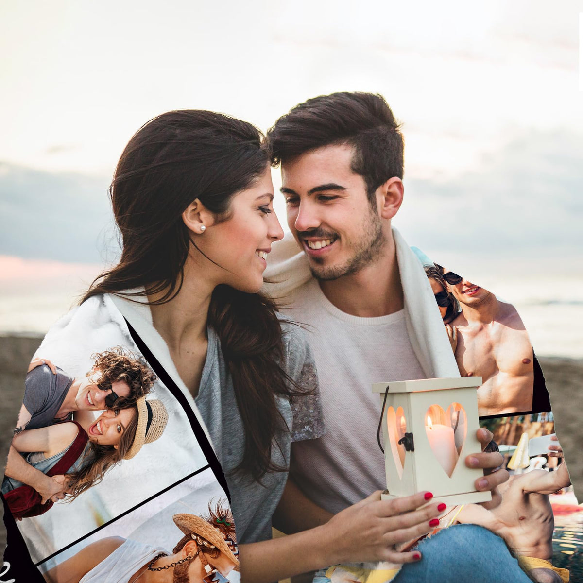 Custom Blanket with Picture Personalized Blankets Customized Photo Blanket Customizable Photo Collage Throw Blanket Gifts for Girlfriend Boyfriend Women Men Anniversary Birthday Valentine's Day