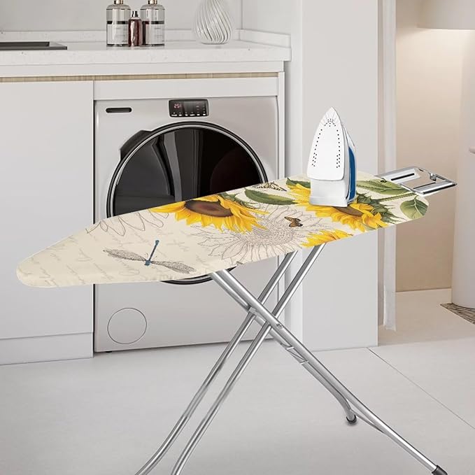 Sunflower Ironing Board Cover and Pad, Dragonfly Iron Board Cover Non-Slip