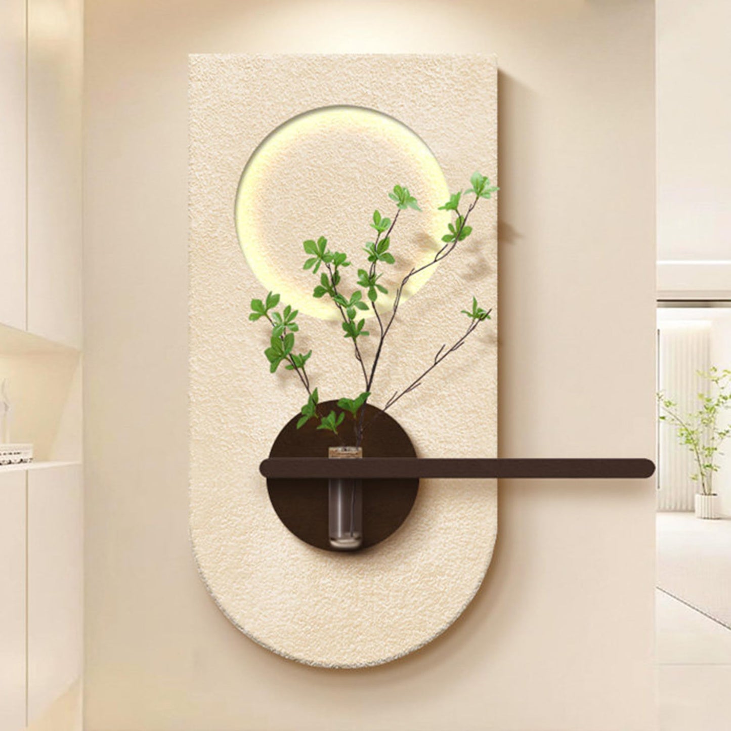 SLWGYLD Simple Sandstone Wall Art,3D Art Wall Decor,Modern Lighting Wall Sculptures,Boho Neutral Wall Hanging Sculpture,Led Textured Walls Decors,For Living Room/Corridor/Bedroom/Office/Home Entrance