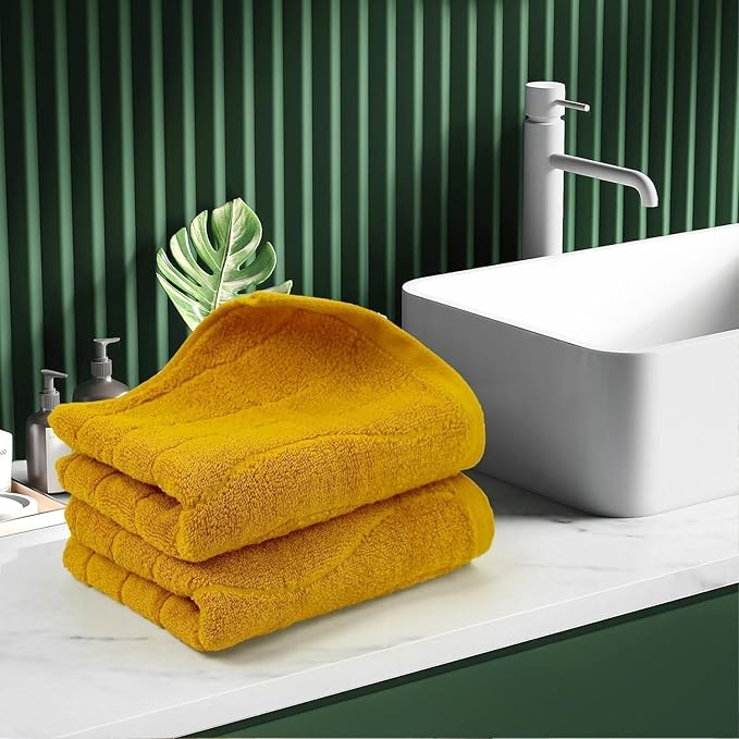 Jacquotha Wavy Striped Cotton Hand Towels, Dry Your Hand Instantly, 13x29 Inches