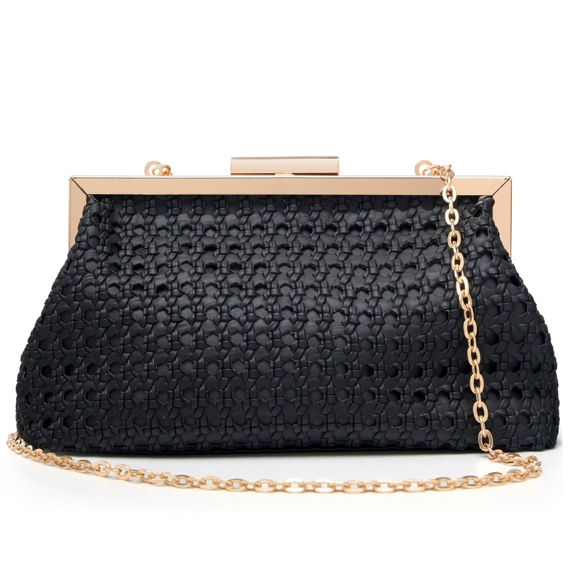 DETARA Woven Evening Bag Clutch Purses for Women Fashion PU Leather Crossbody Purse for Wedding Party and Prom (Black 2026)