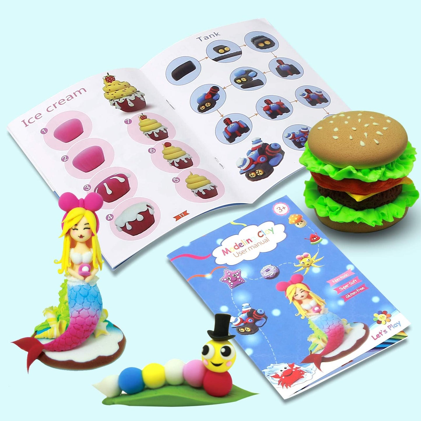 CiaraQ Modeling Clay Kit - 50 Colors Air Dry Clay with Sculpting Tools, Ideal for Crafting, DIY Projects. Easter/Halloween/Christmas Gifts