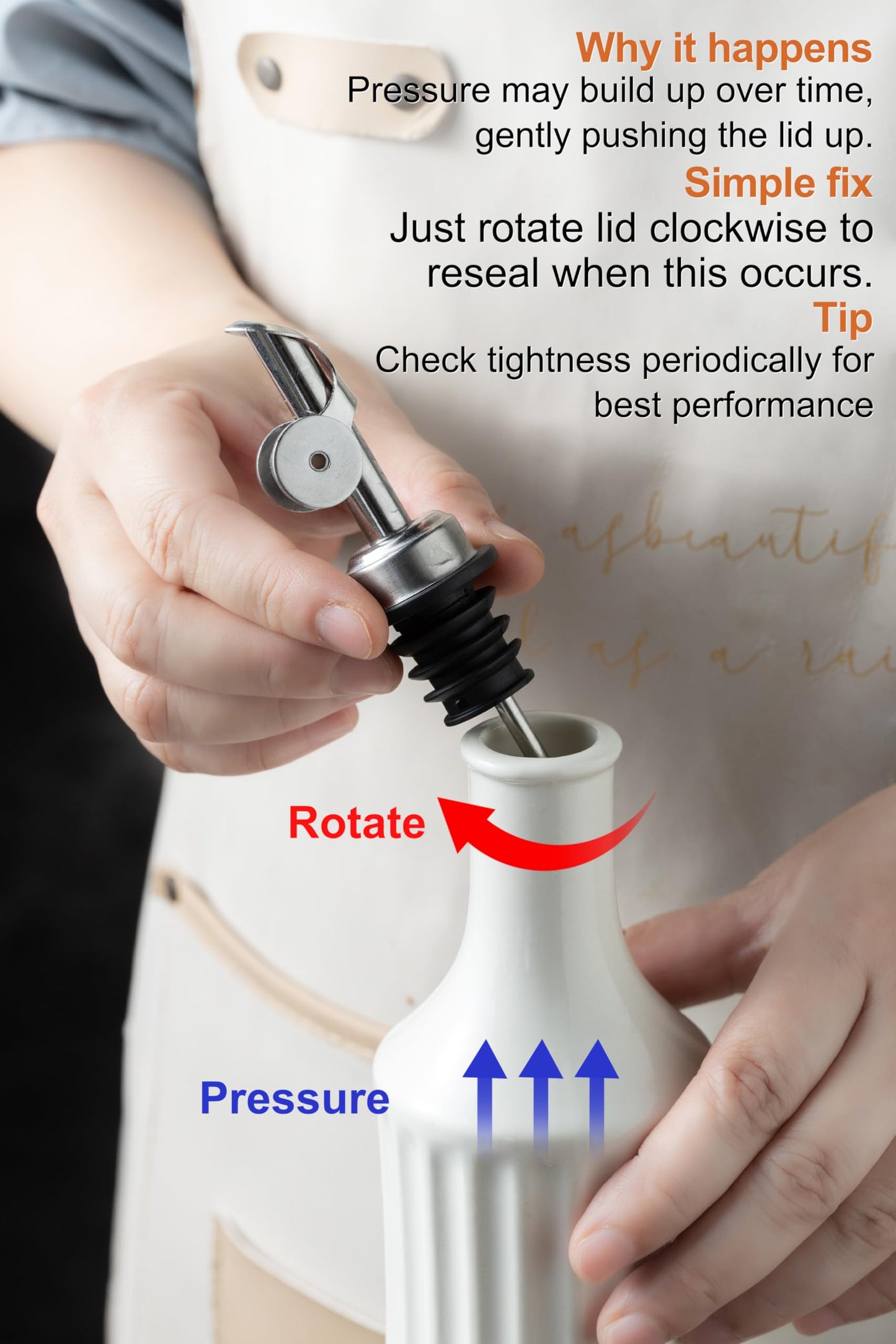 LYEOBOH Olive Oil Dispenser Bottle with Spout, 17 OZ Oil Dispenser for Kitchen, Ceramic Dispensing Bottles for Kitchen, Cooking, Gravity Spout, Housewarming Gift