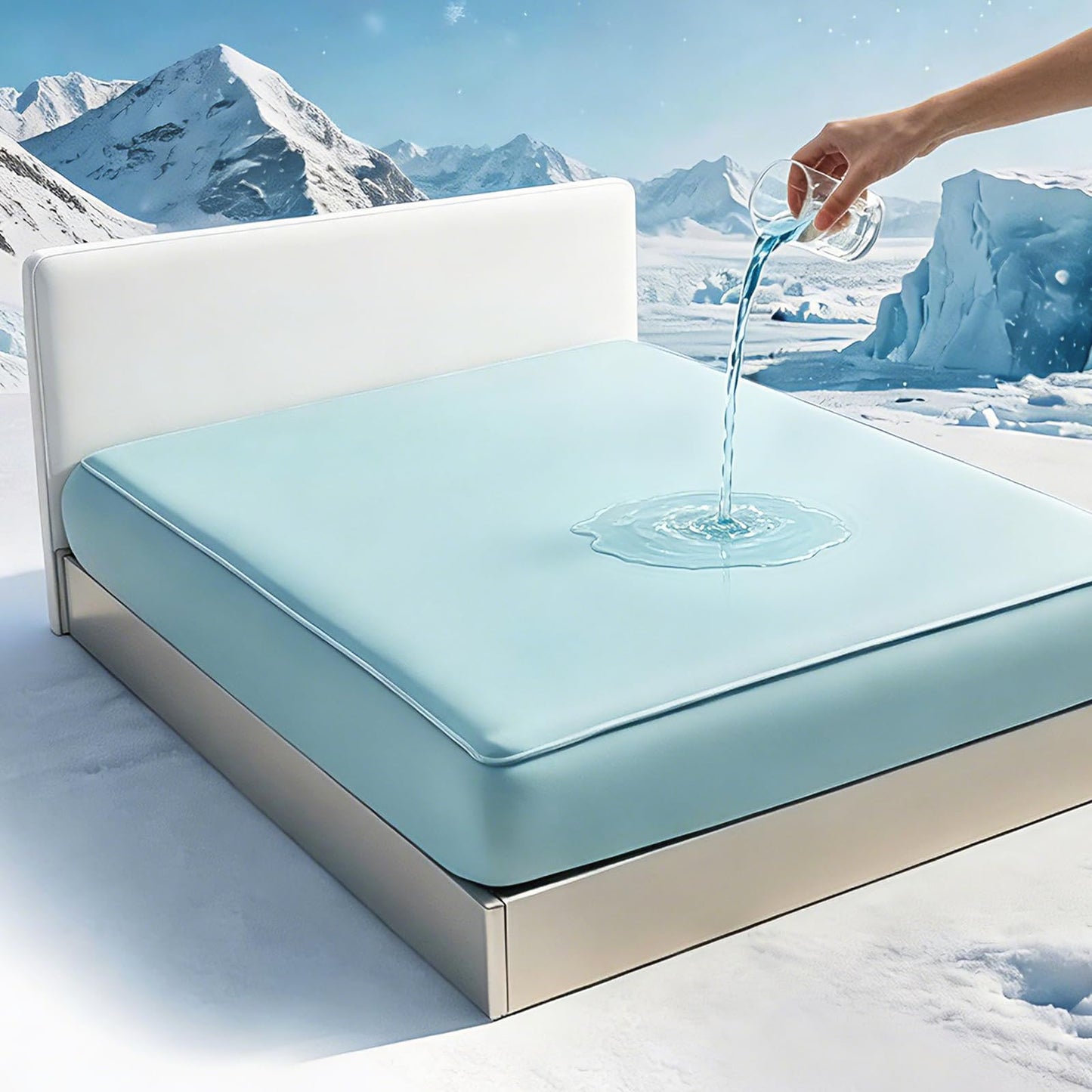 Tokokimo Cooling Waterproof Mattress Protector Twin, 3D Air Fabric - Breathable Cooling Mattress Protector, Noiseless ＆ Soft Waterproof Fitted Sheets, Non-Slip Deep Pocket Fits up 8-16''