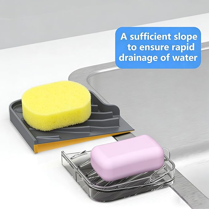 Sponge Holder for Kitchen Sink, Dish Sponge Holder & Soap Tray