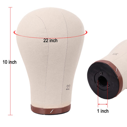 MapofBeauty Wig Head Cork Canvas Block Head for Making Wigs Mannequin Head With Stand Head Pins (22 inch, Brown/Beige)