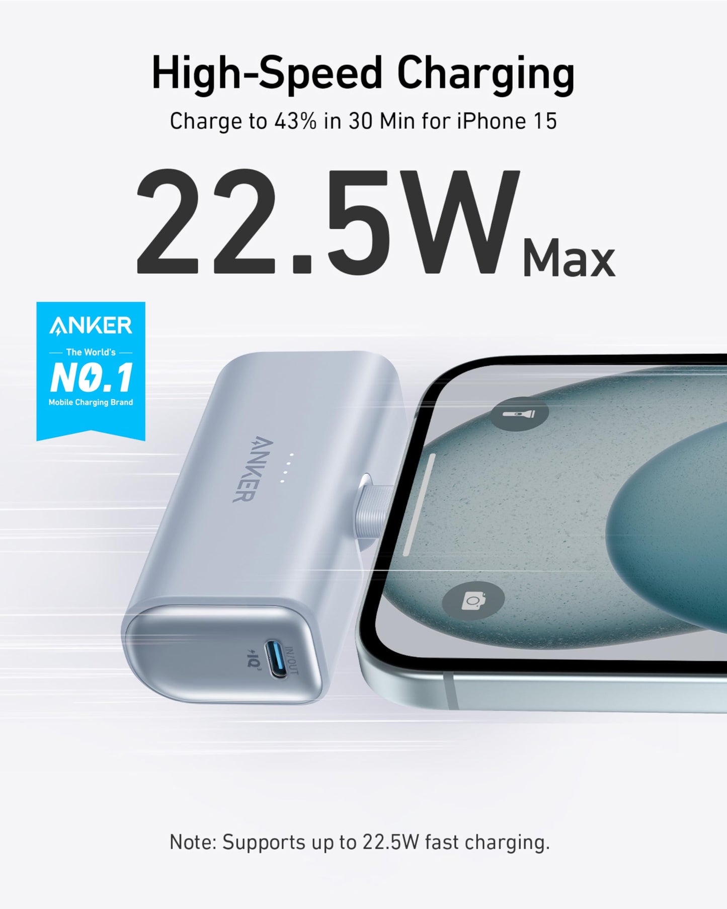 Anker iPhone 17 Portable Charger, Nano Power Bank with Built-in USB C Connector, 5,000mAh Portable Charger 22.5W, for iPhone 17/16/15 Series, Samsung S22/23 Series, iPad Pro/Air, AirPods, and More