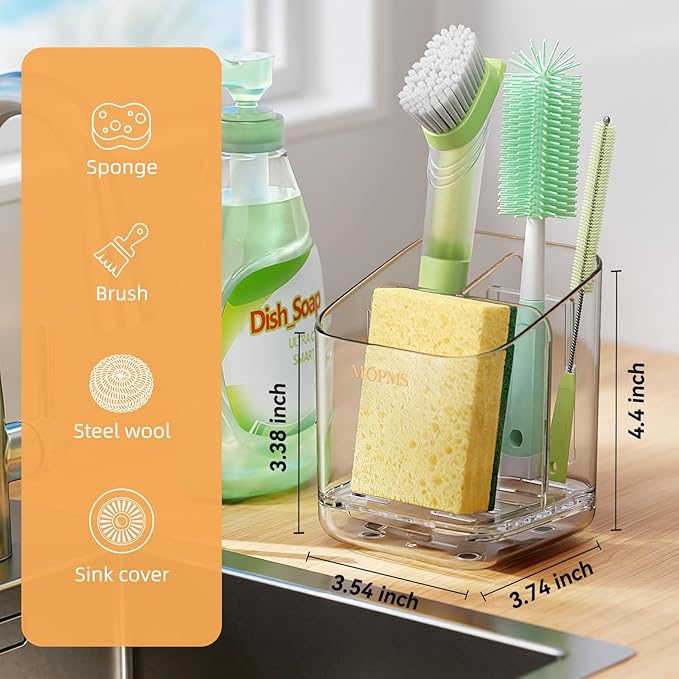 Minimalist Sponge Holder for Kitchen Sink, 3 Slots Sink Caddy
