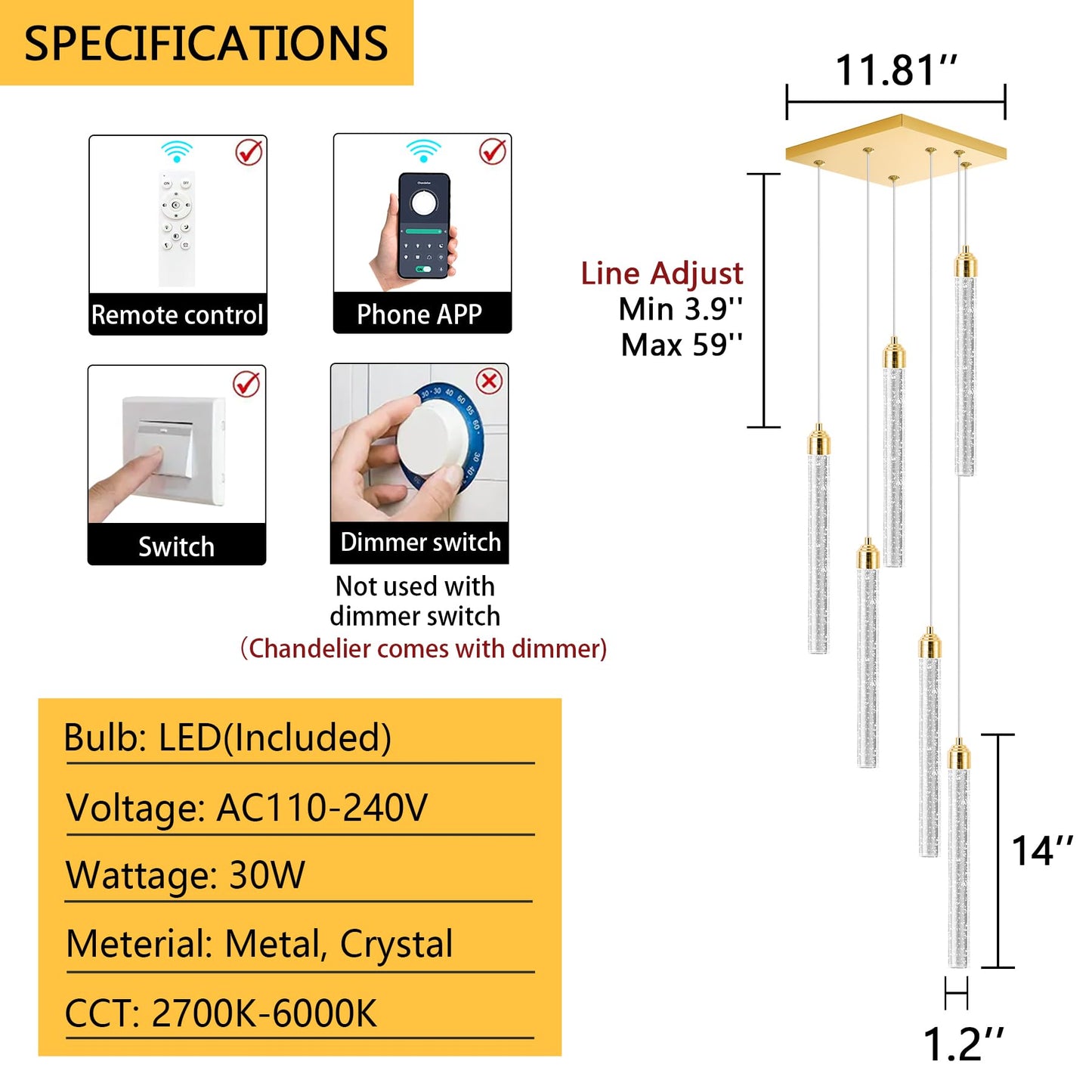dolria Mini Chandelier Crystal Pendant Lights for Kitchen Island Modern LED Dimmable Ceiling Handing Lighting Adjustable Flush Mount Ceiling Light for Dining Room Bedroom Foyer