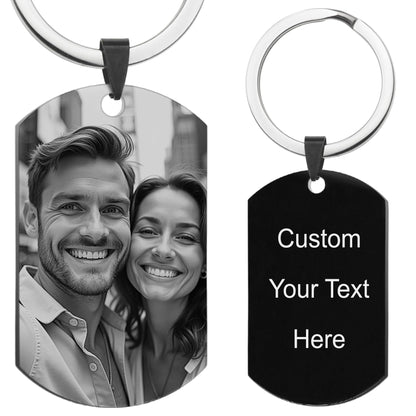 Queenberry Custom Keychain with Picture Personalized Photo Keychain Gift for Wedding Gift for Christmas Dad Men Husband Boyfriend