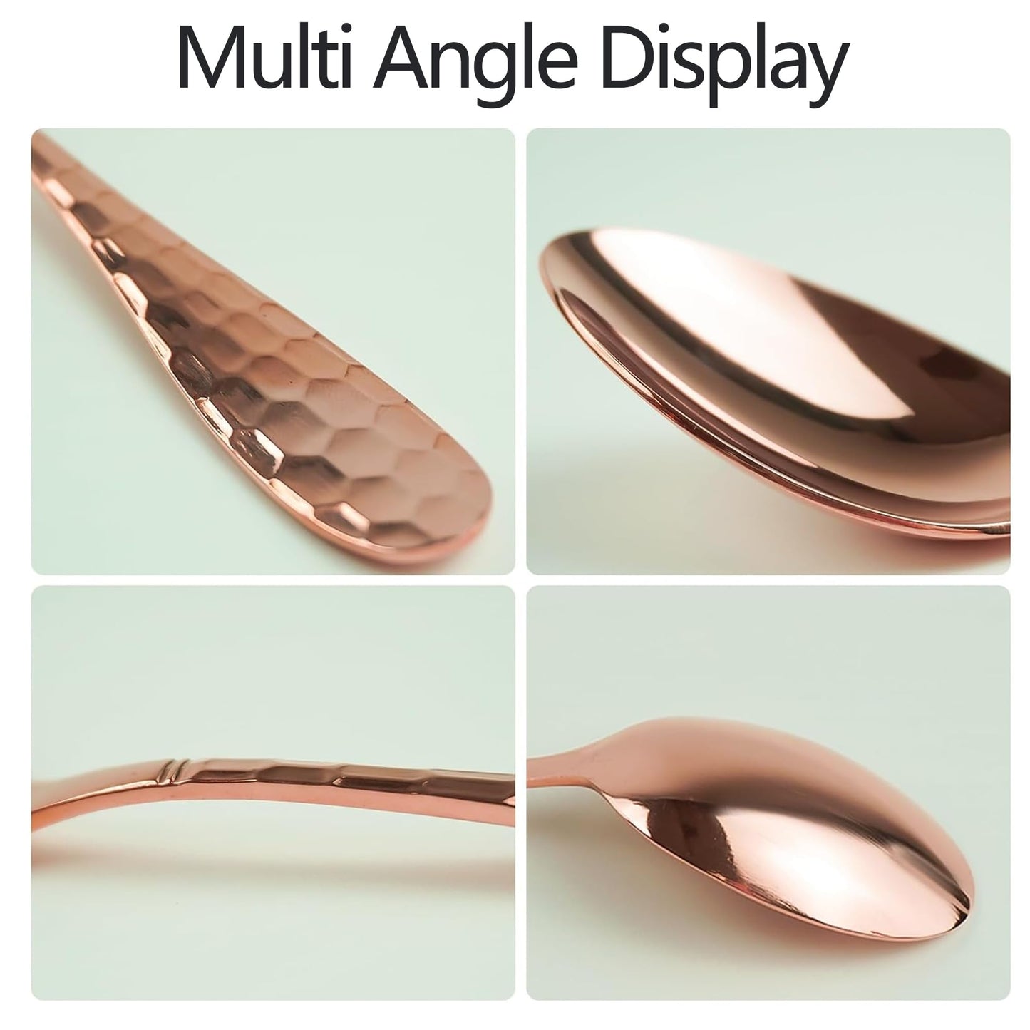 YOIHOJET 7" Pure Copper Spoon, 1 Count, Fashion Style, Flatware - Soup Spoons, 1 Piece, Copper Material