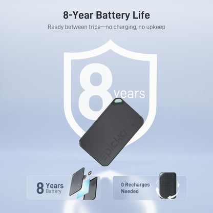 Epicka Wallet Tracker Card Compatible with Apple Find My, 8-Year Maintenance-Free Battery, Tracking Card with NFC, MFi Certified, IP67 Bluetooth Item Locator for Luggage, Passport, 1 Pack, Black