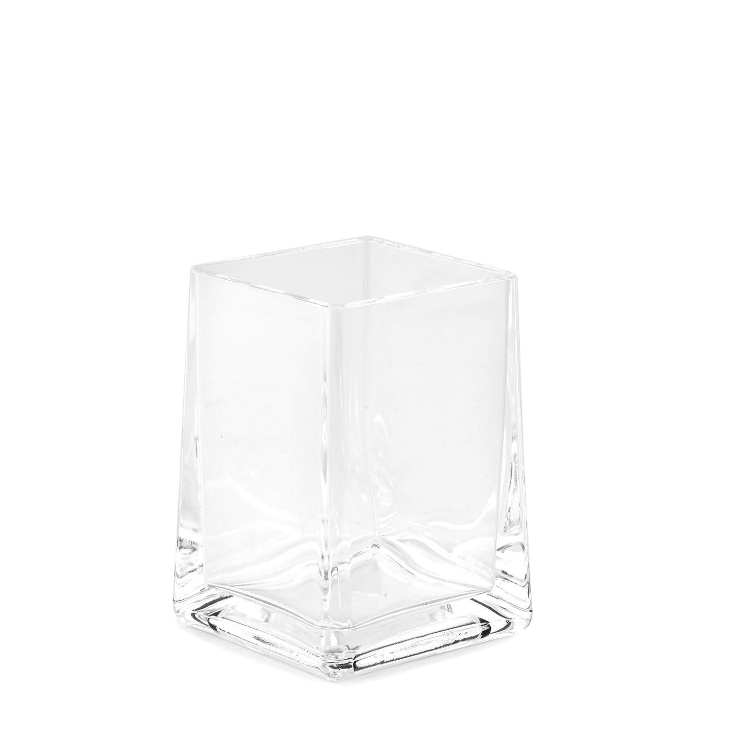 Huang Acrylic Clear Square Tapered Bathroom Toothbrush Holder/Tumbler | Easy to Clean Durable Acrylic | Single Piece Set