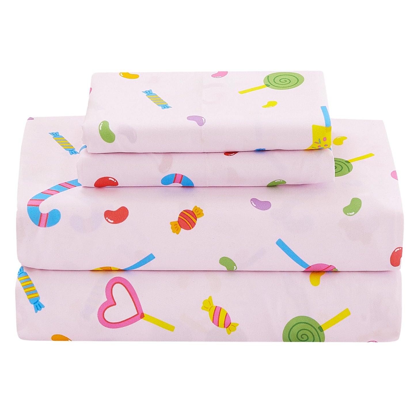 CozySmile Twin Sheet Set Kids,3 Pieces Breathable Soft Microfiber Bedsheets for Child Girls, Oeko-TEX, Anti Pilling Deep Pockets Easy Care Bed Sheets, Candy