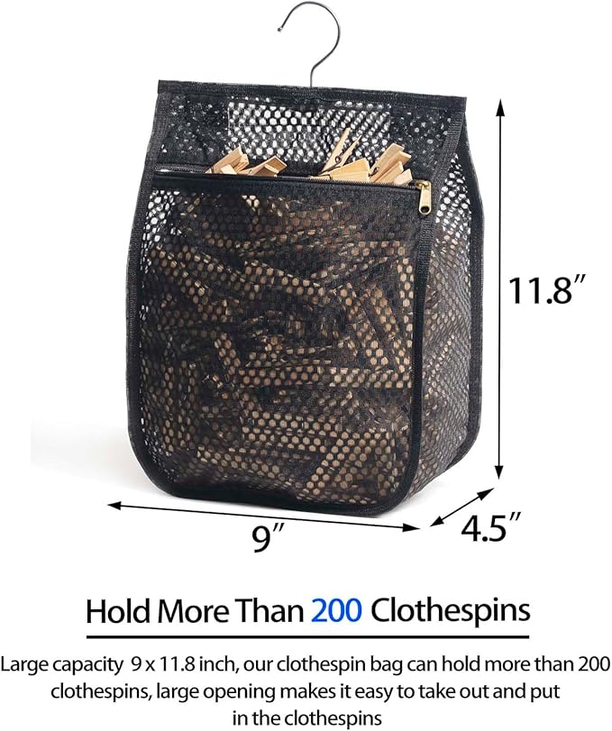 Mesh Clothespin Bag for Clothesline Outdoor, Clothes pin Bag
