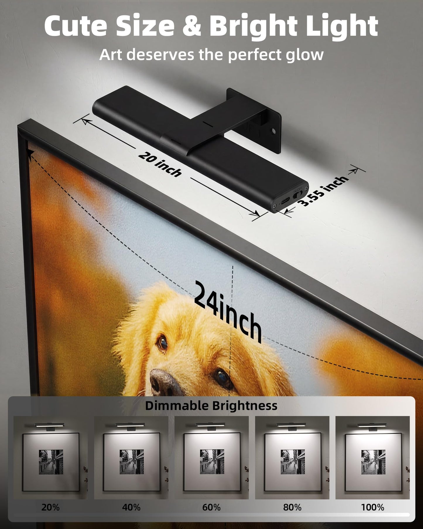 EZVALO Picture Light for Wall, Rechargeable 2400mAh Battery Lights Wireless with IR Remote, 3 Color & Dimmable Magnetic 7.8'' LED Lights Display for Painting, Living Room, Gallery, Bedroom(Black-3P)