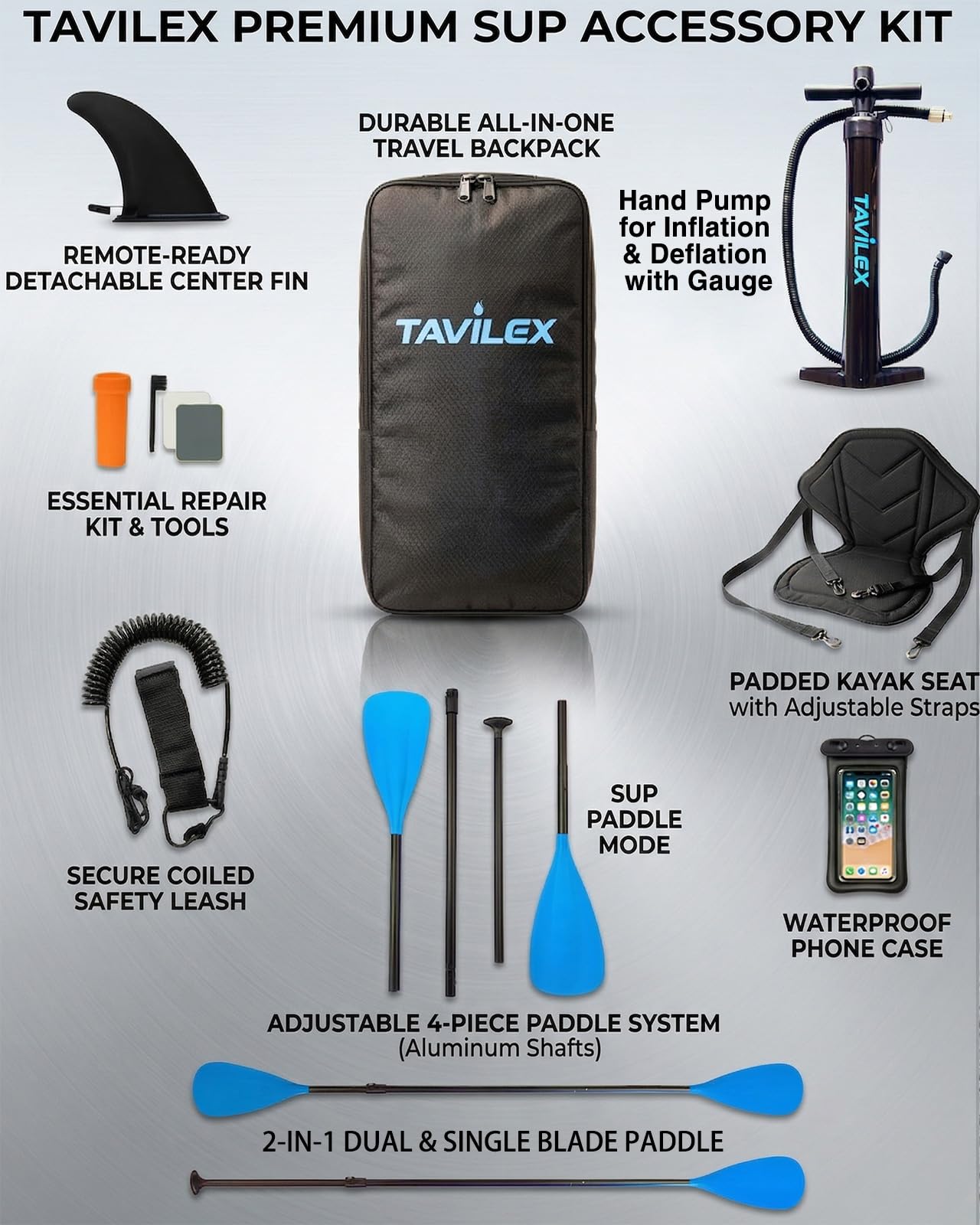 Tavilex Inflatable Stand Up Paddle Board with Seat, 11' x 33" x 6" Ultra-Wide 2-in-1 SUP Board for Adults & Youth, Stable Blow Up Paddleboard Kit with Dual-Blade Paddle (Night Cat)