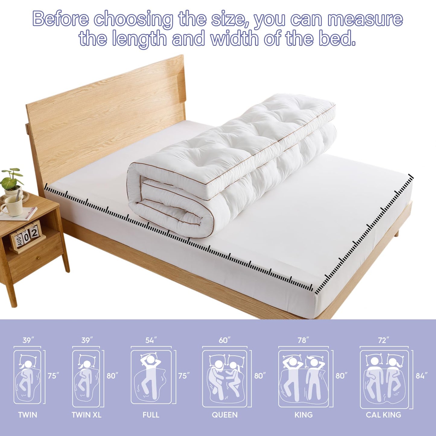 WhatsBedding 4 Inch Memory Foam Mattress Topper King Size for Pressure Relief, Extra Soft and Breathable Pillow Top Mattress Topper, Fluffy Shredded Memory Foam Filled，80 * 78 * 4in