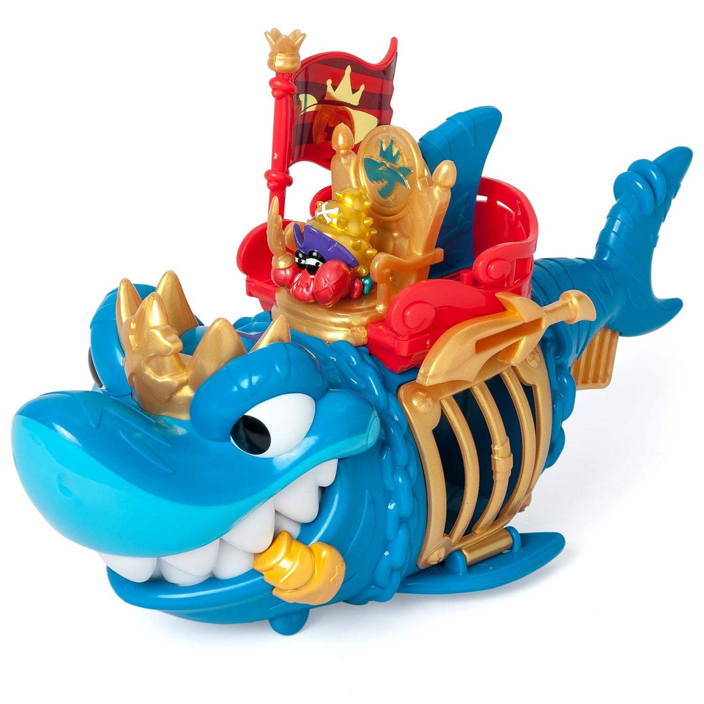 PIRATIX King Shark - Articulated shark, with a cage to capture rival Piratix. Includes 1 shark, 1 exclusive treasure, 1 exclusive Piratix and 1 accessory, Blue